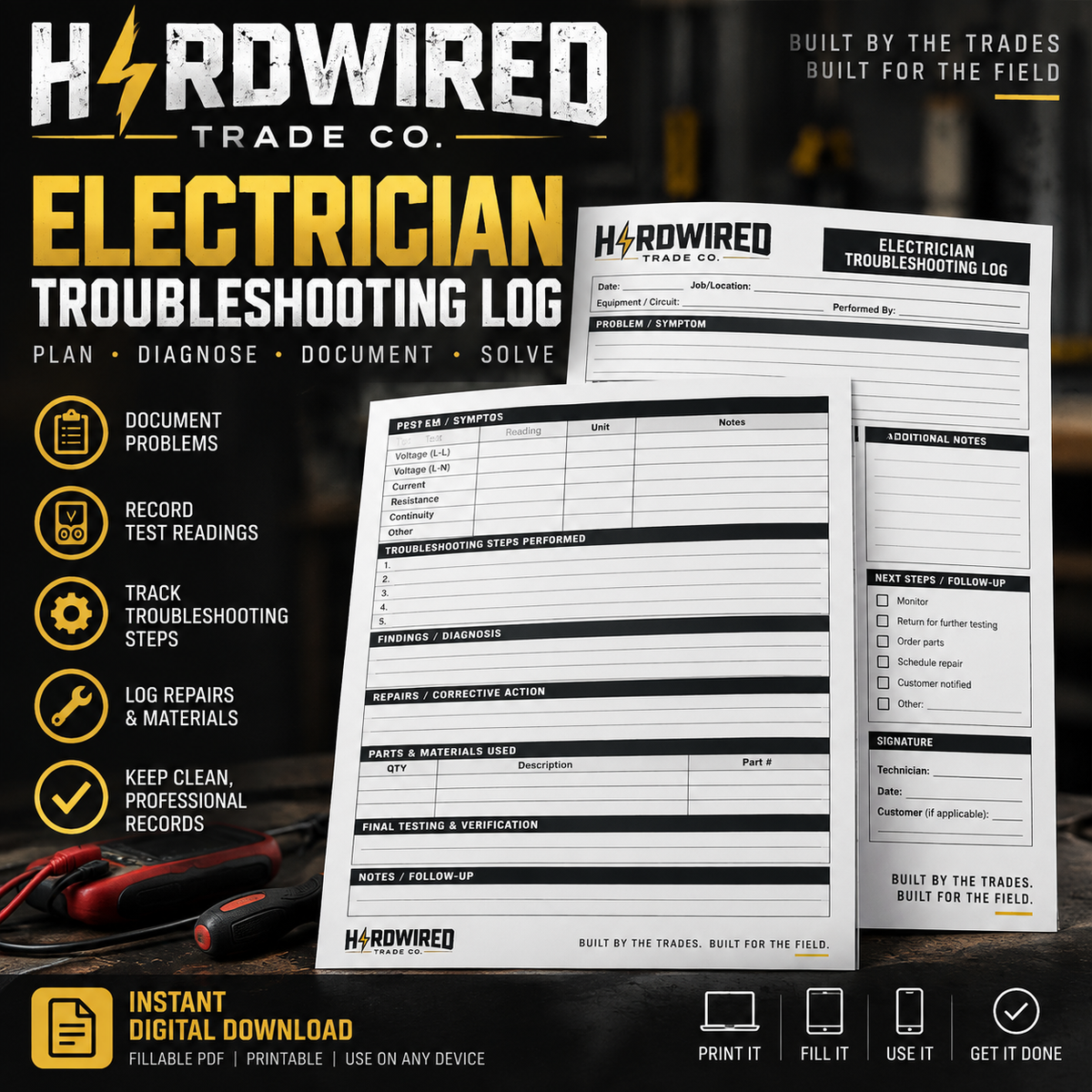 Hardwired Co. Electrician Troubleshooting Log